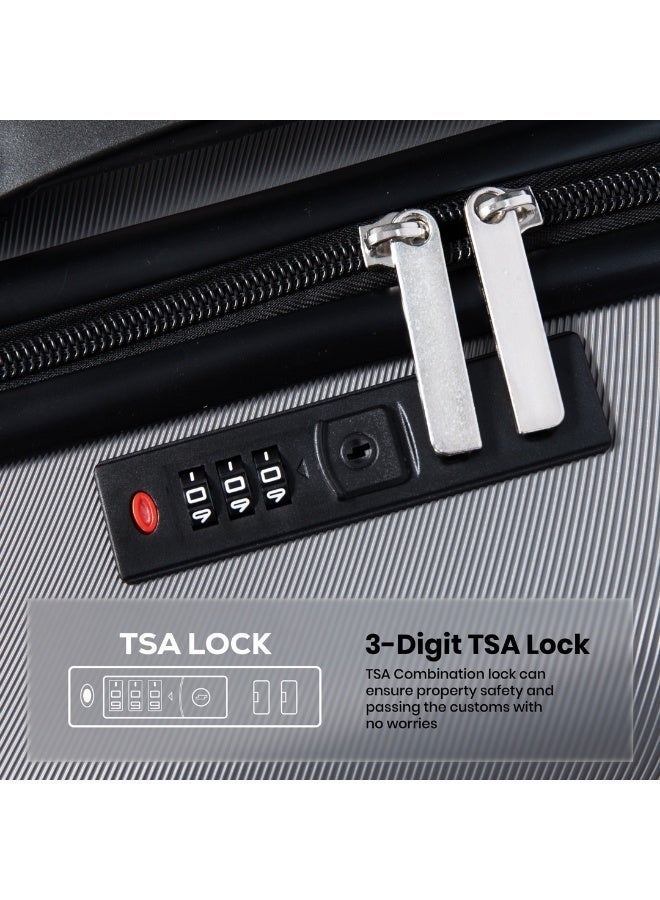 Space Luggage Set, ABS Material including Carry On Cabin Sizes, 14/20/24/28 Inches, Gray - Image 5